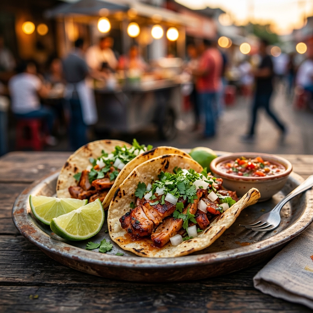 Authentic Mexican street tacos with fresh cilantro and lime